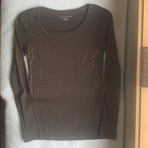 Ann Taylor Studded Cotton Long Sleeve T-Shirt